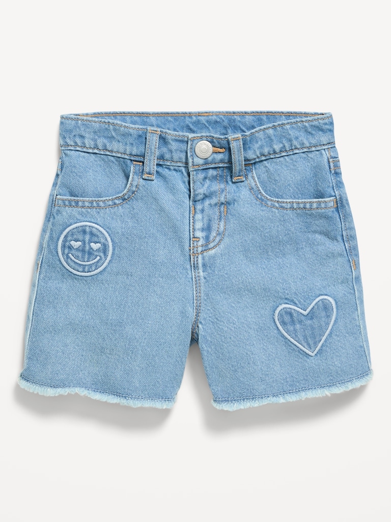 Embroidered Frayed-Hem Jean Shorts for Toddler Girls