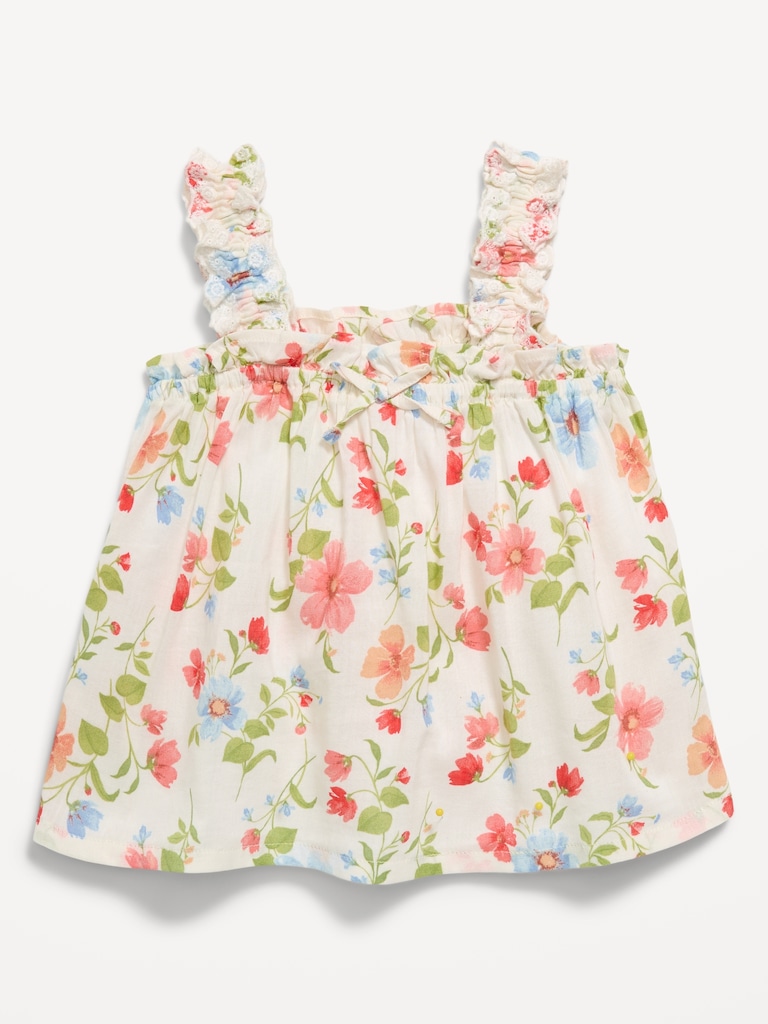 Printed Sleeveless Ruffled Top for Toddler Girls