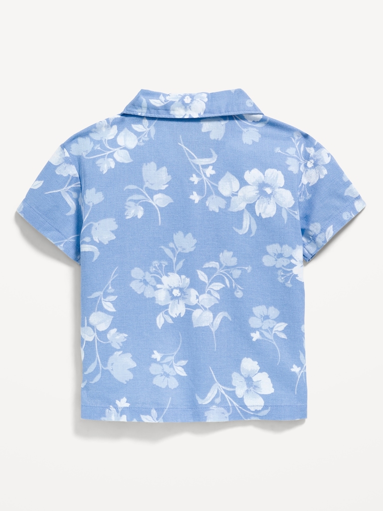 Printed Short-Sleeve Linen-Blend Shirt for Baby