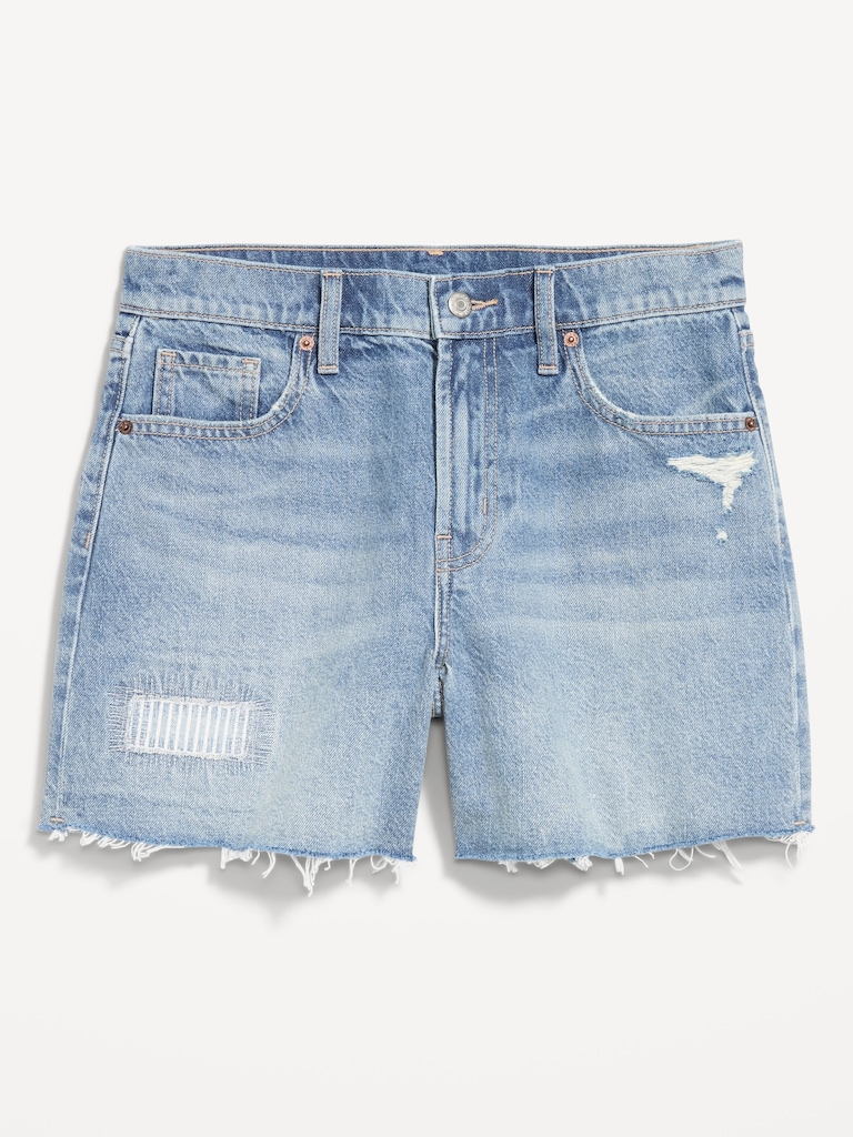 Curvy High-Waisted Baggy Jean Shorts -- 5-inch inseam