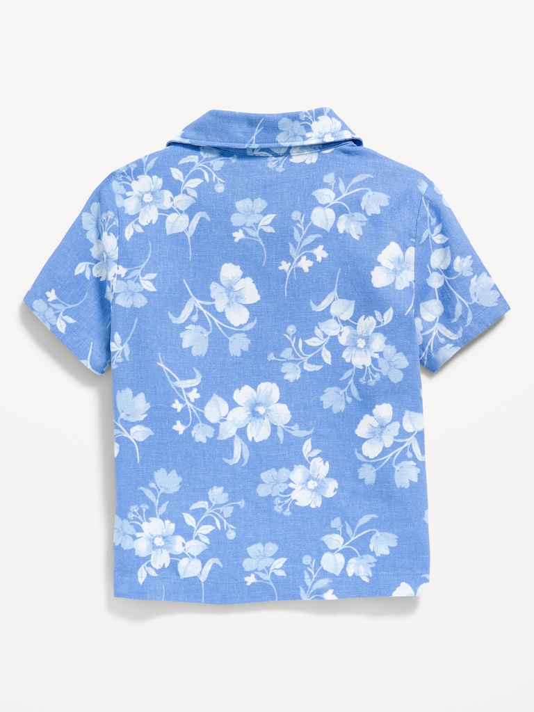 Printed Linen-Blend Pocket Shirt for Toddler Boys