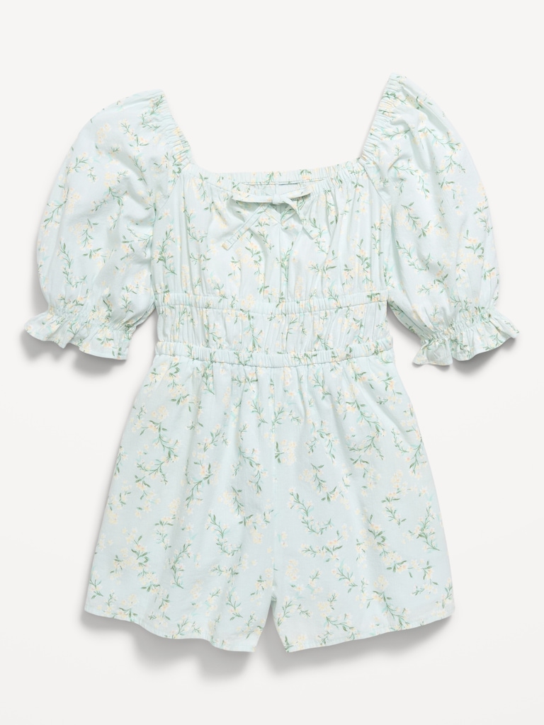 Printed Fit and Flare Romper for Girls