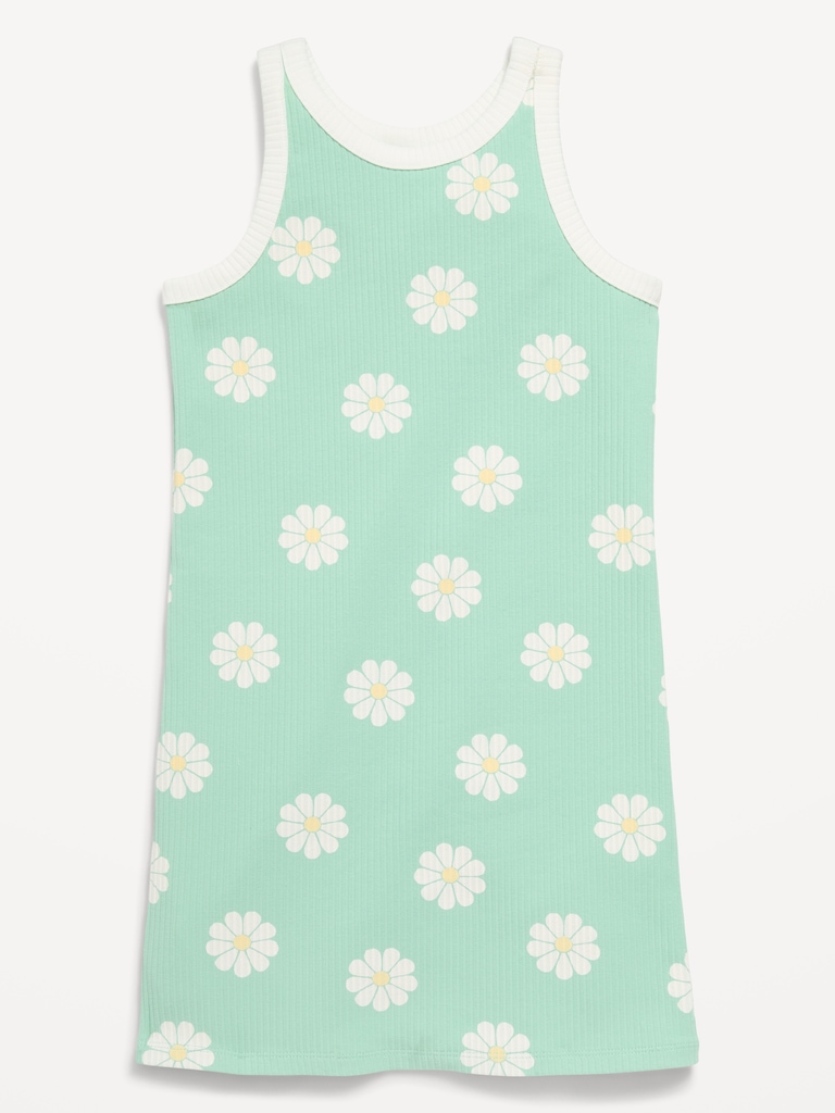 Printed Ribbed Tank Dress for Girls