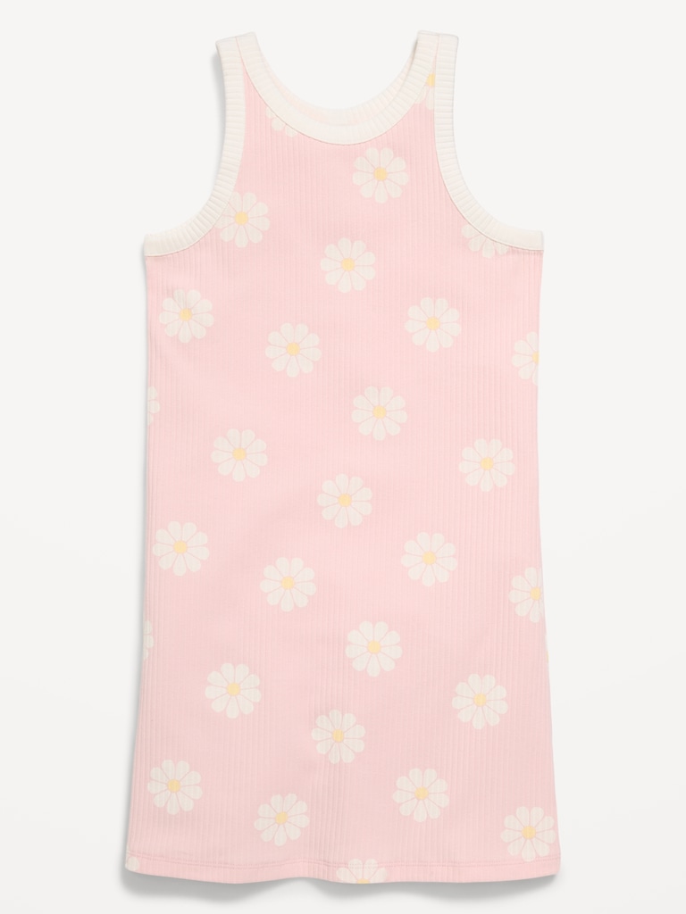 Printed Ribbed Tank Dress for Girls