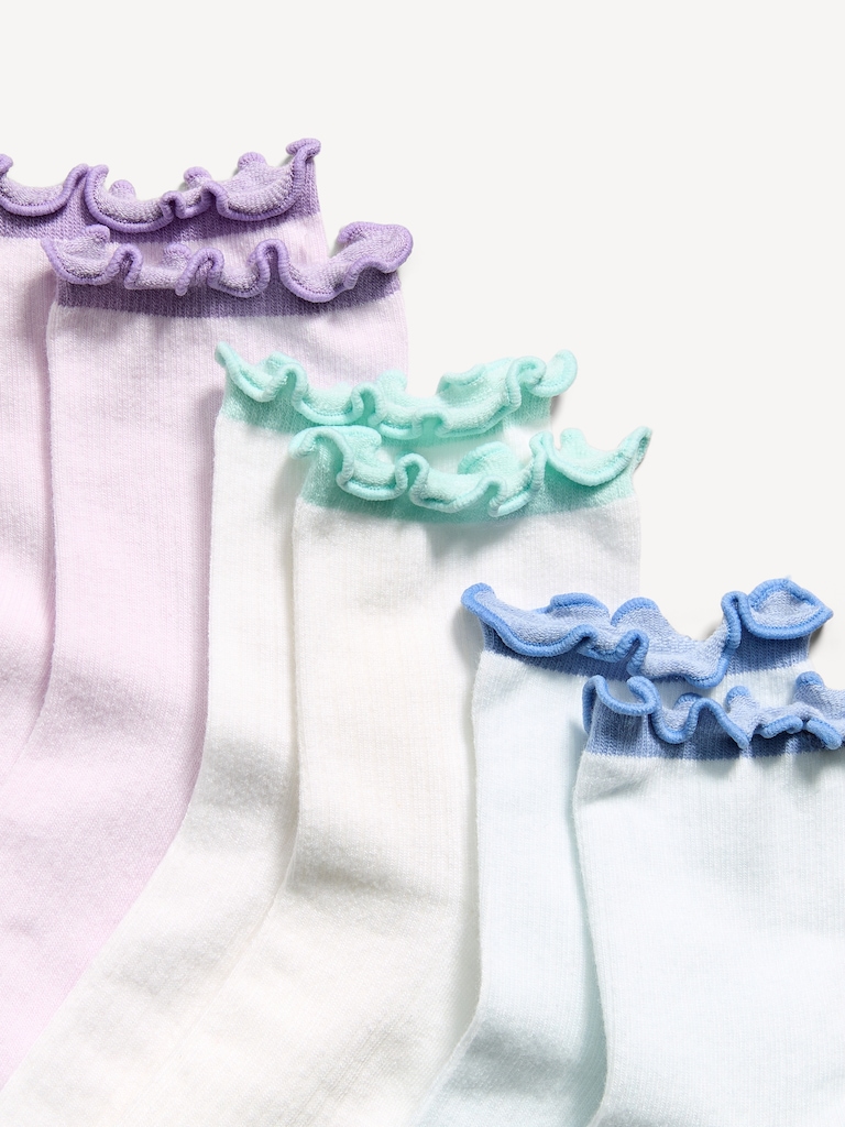 Ruffle Quarter-Crew Socks 3-Pack for Girls