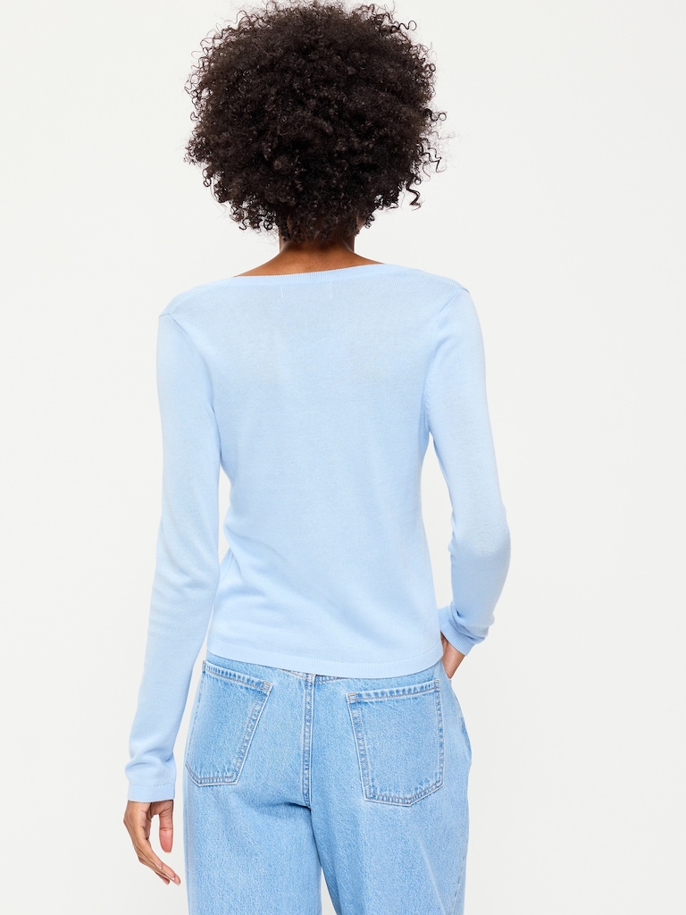 Fitted Scoop-Neck Cropped Jersey Sweater