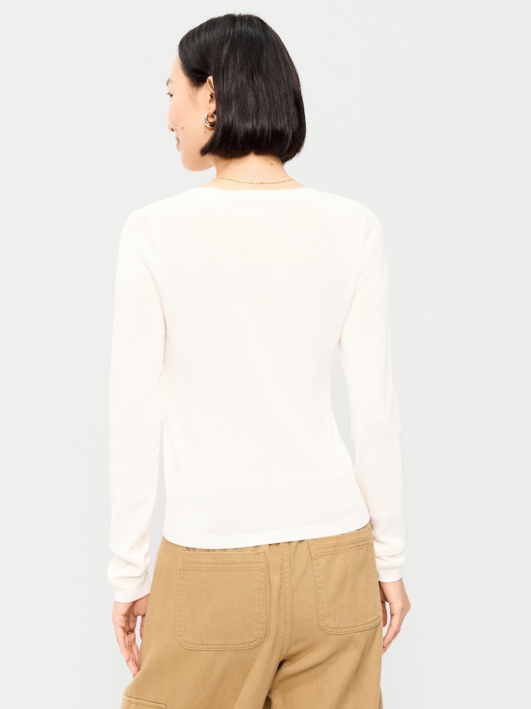 Fitted Scoop-Neck Cropped Jersey Sweater