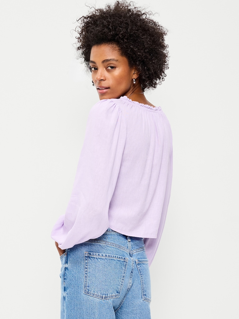 Long-Sleeve Button-Down Top