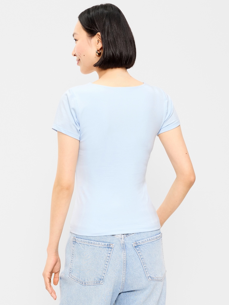 Hug Double-Layer Scoop-Neck Top