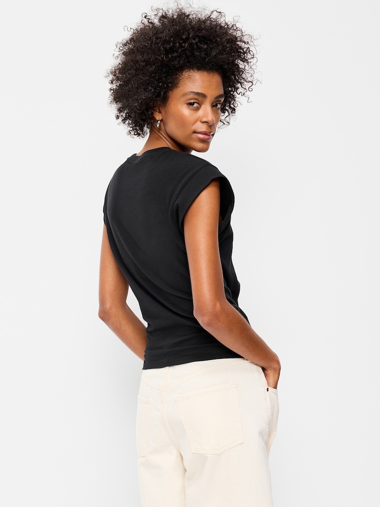Cap-Sleeve Side-Cinch Top