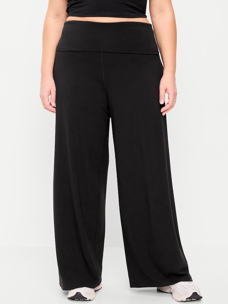 High-Waisted PowerChill Fold-Over Wide-Leg Pants