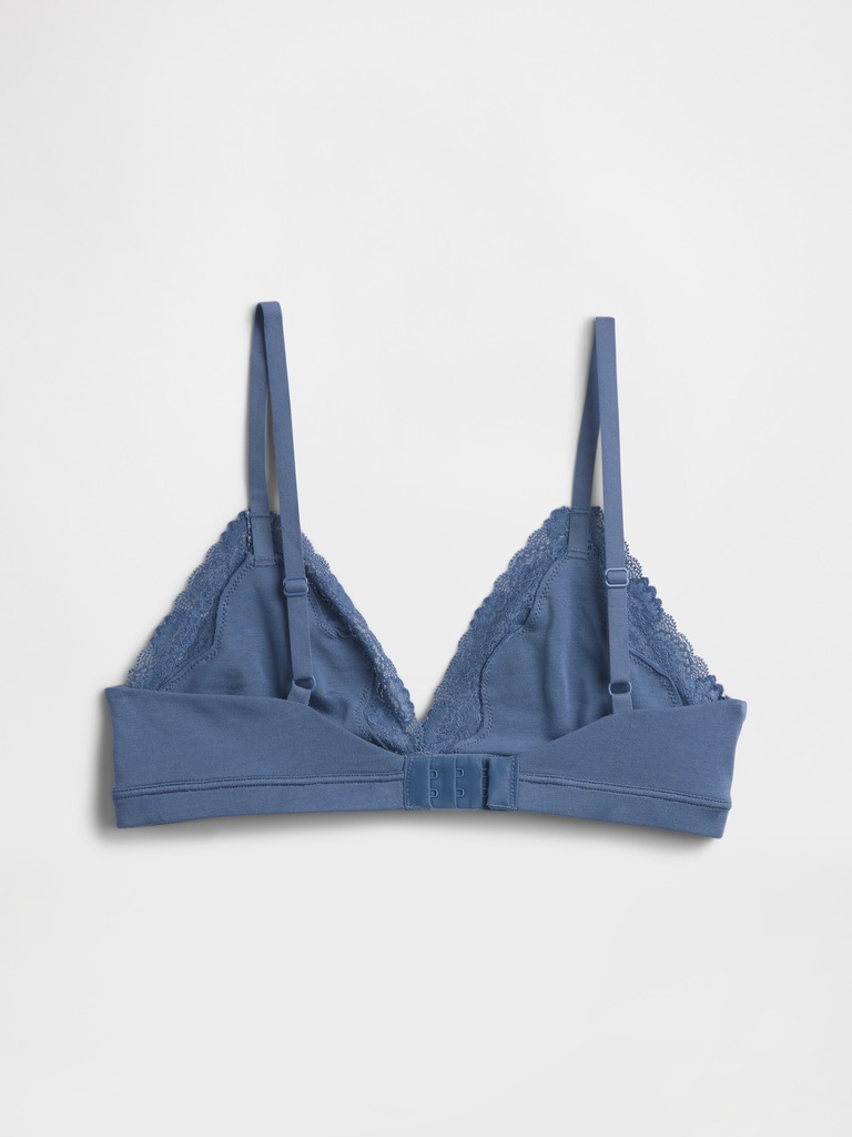 Organic Stretch Cotton Lace-Trim Triangle Bra