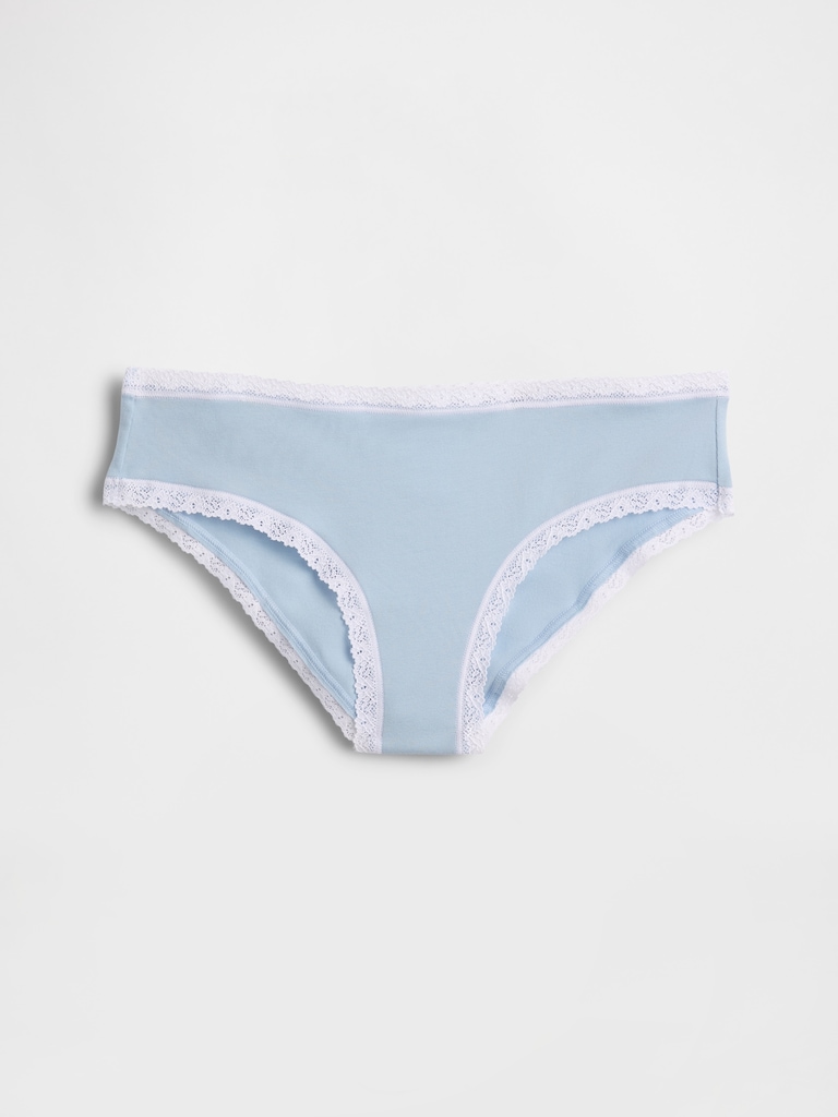 Organic Stretch Cotton Lace-Trim Hipster