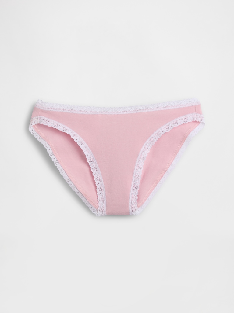 Organic Stretch Cotton Lace-Trim Bikini