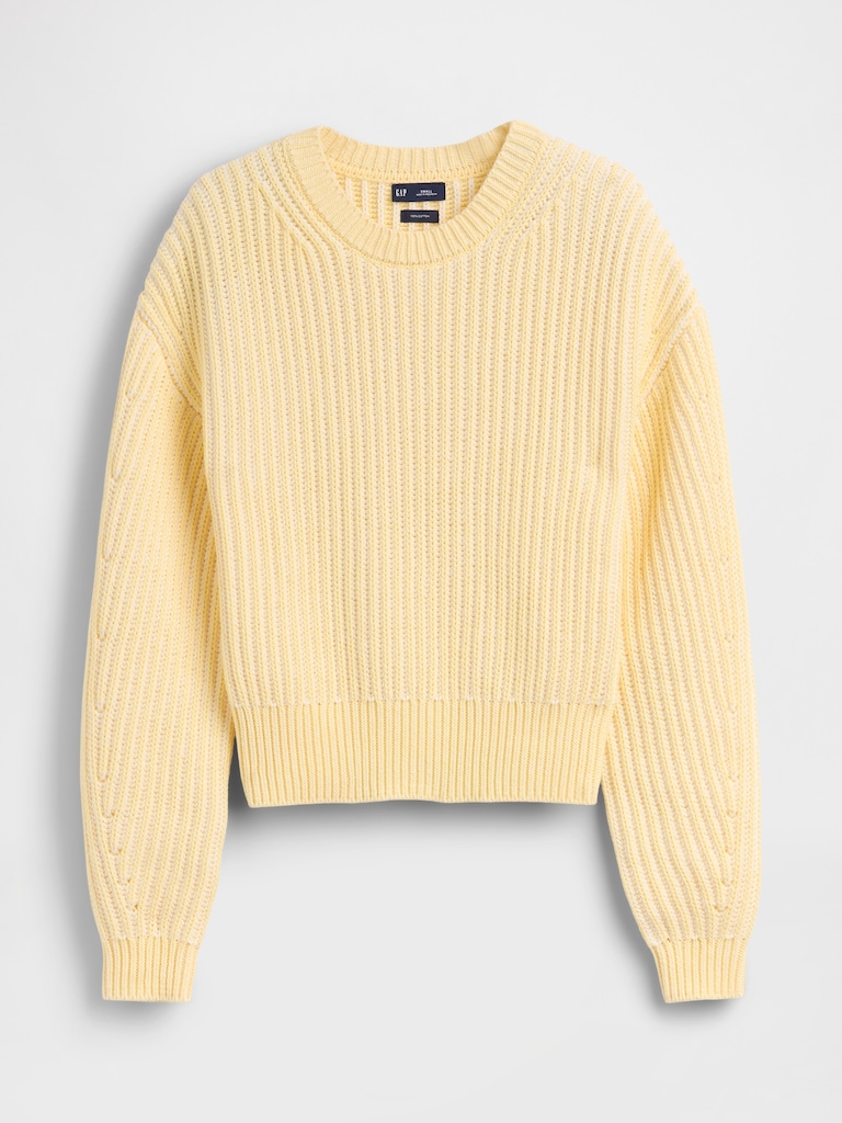 100% Cotton Barrel-Sleeve Crop Sweater