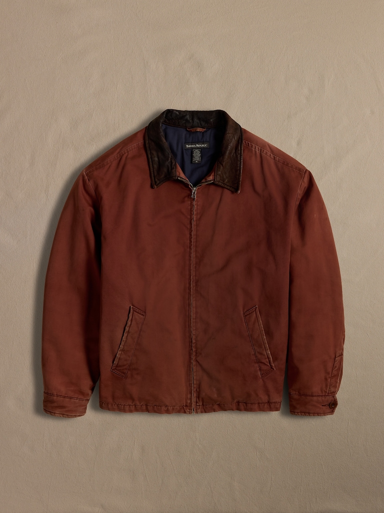 Archive Coral Zip Jacket with Leather Collar size XL