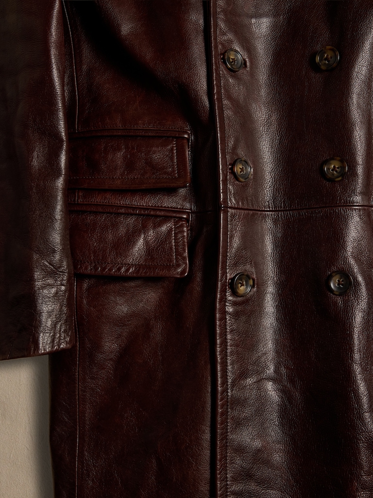 Archive Brown Leather Long Coat Women's size M