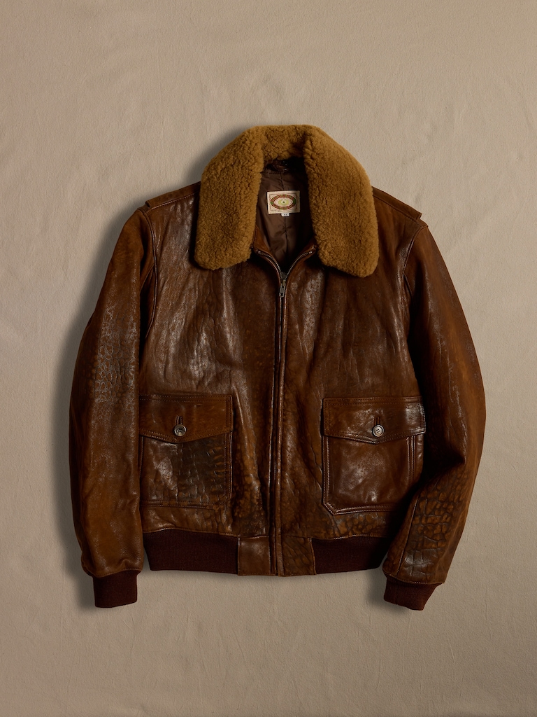 Archive Leather Flight Jacket with Shearling Collar size 44