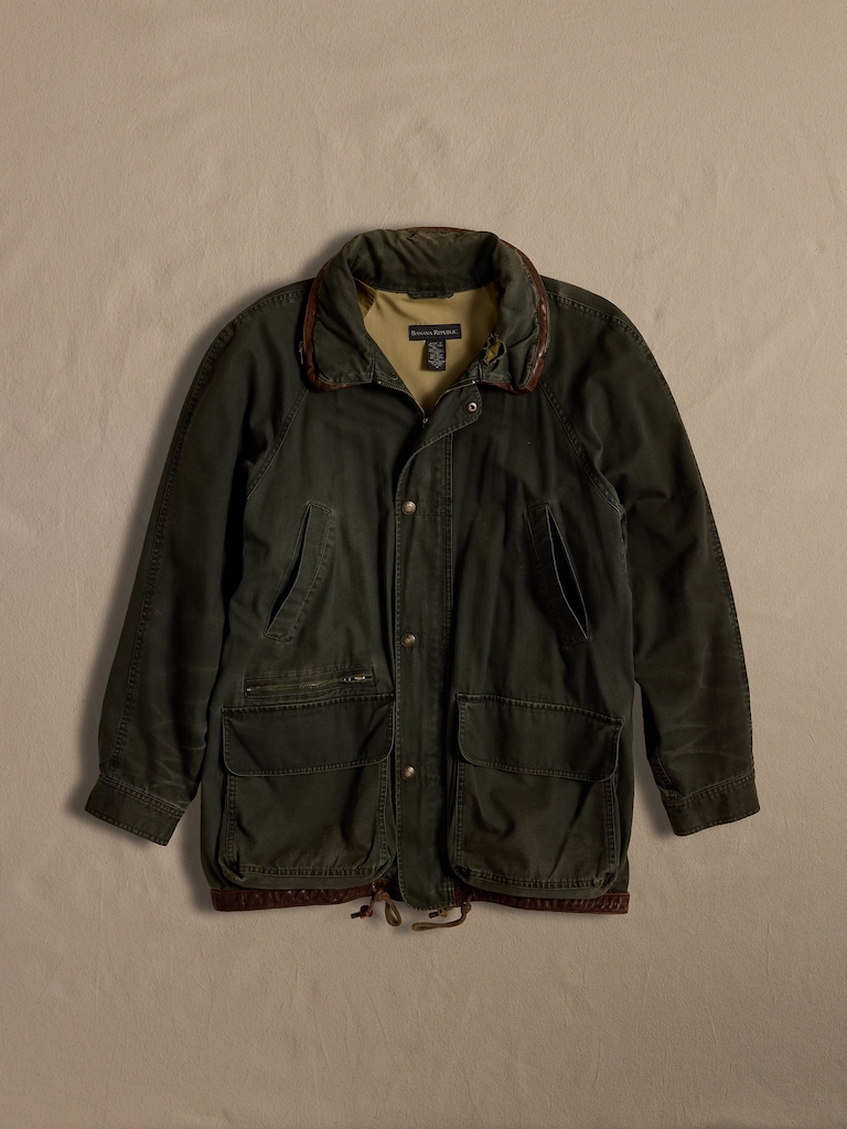 Archive Hunter Green Leather Trim Fatigue Jacket size M