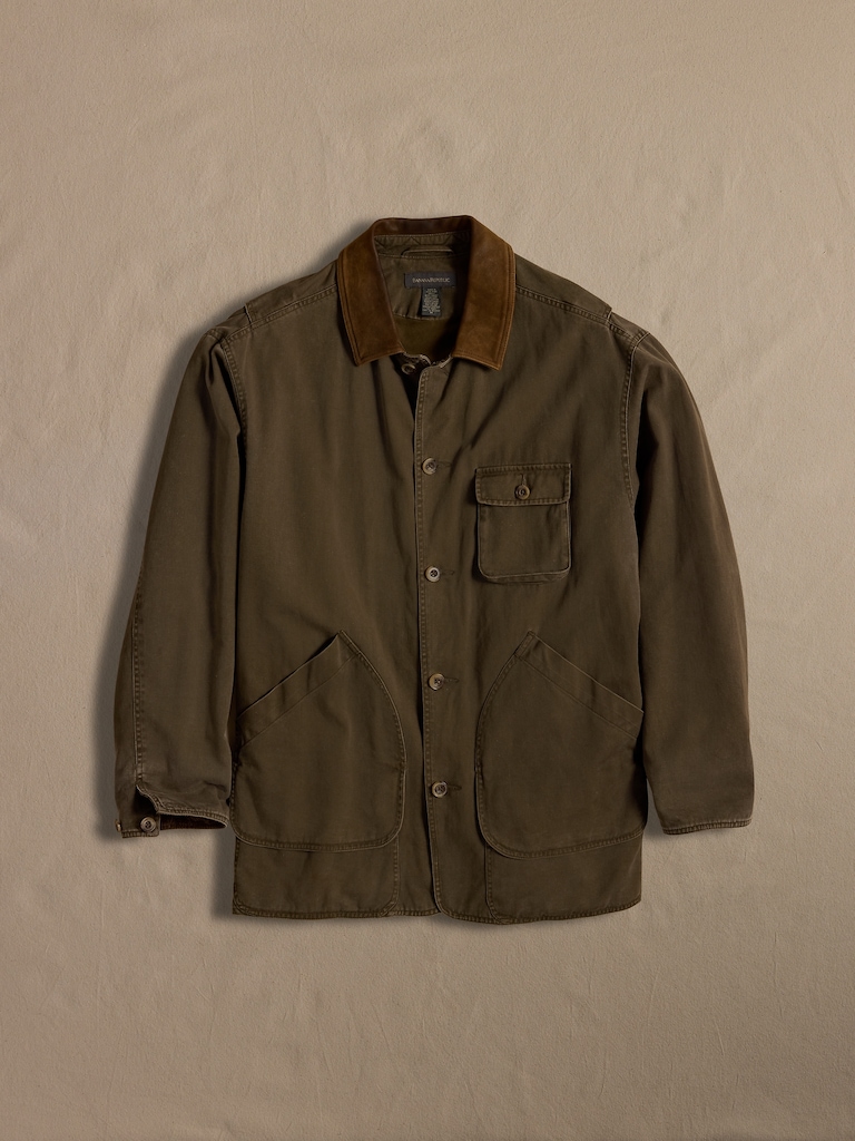 Archive Taupe Barn Coat with Leather Collar size M