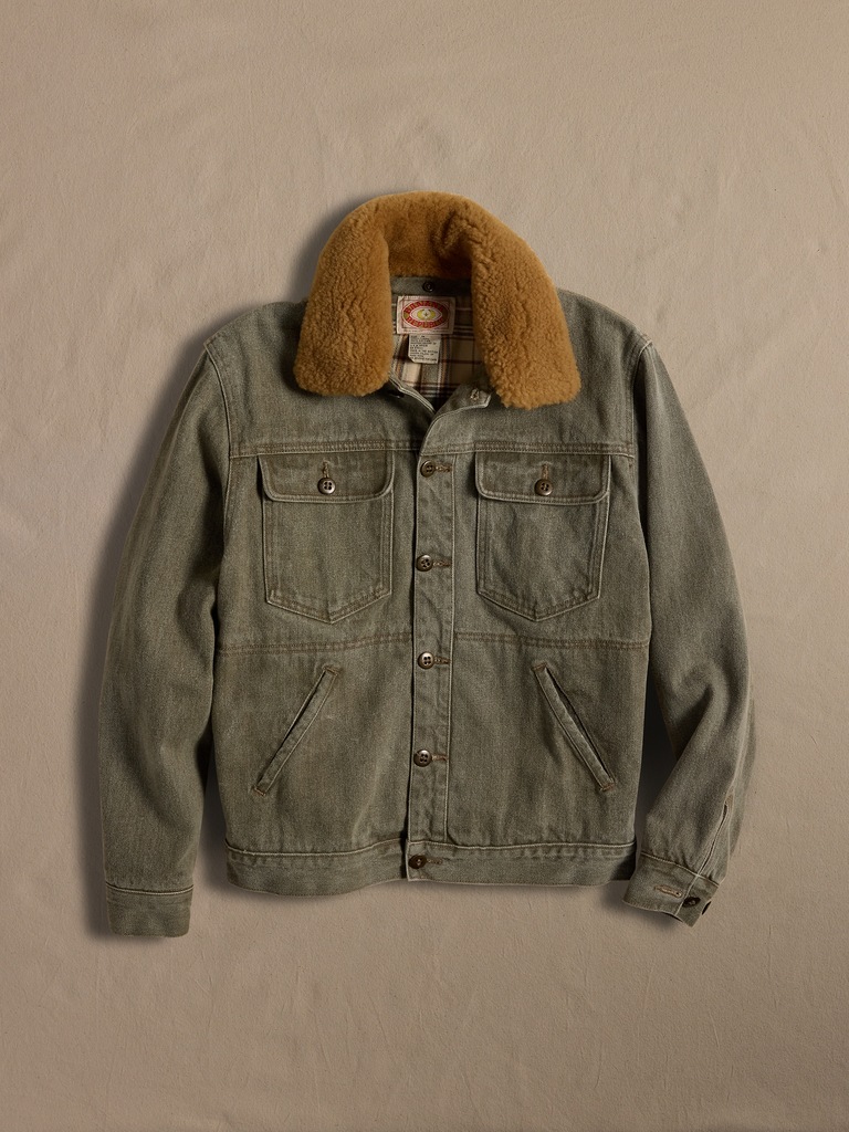 Archive Gray Denim Jacket with Shearling Collar size M