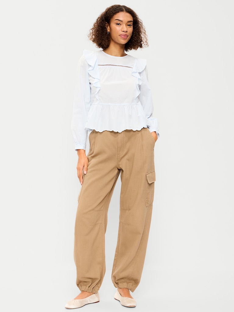 Twill Barrel Cargo Pants