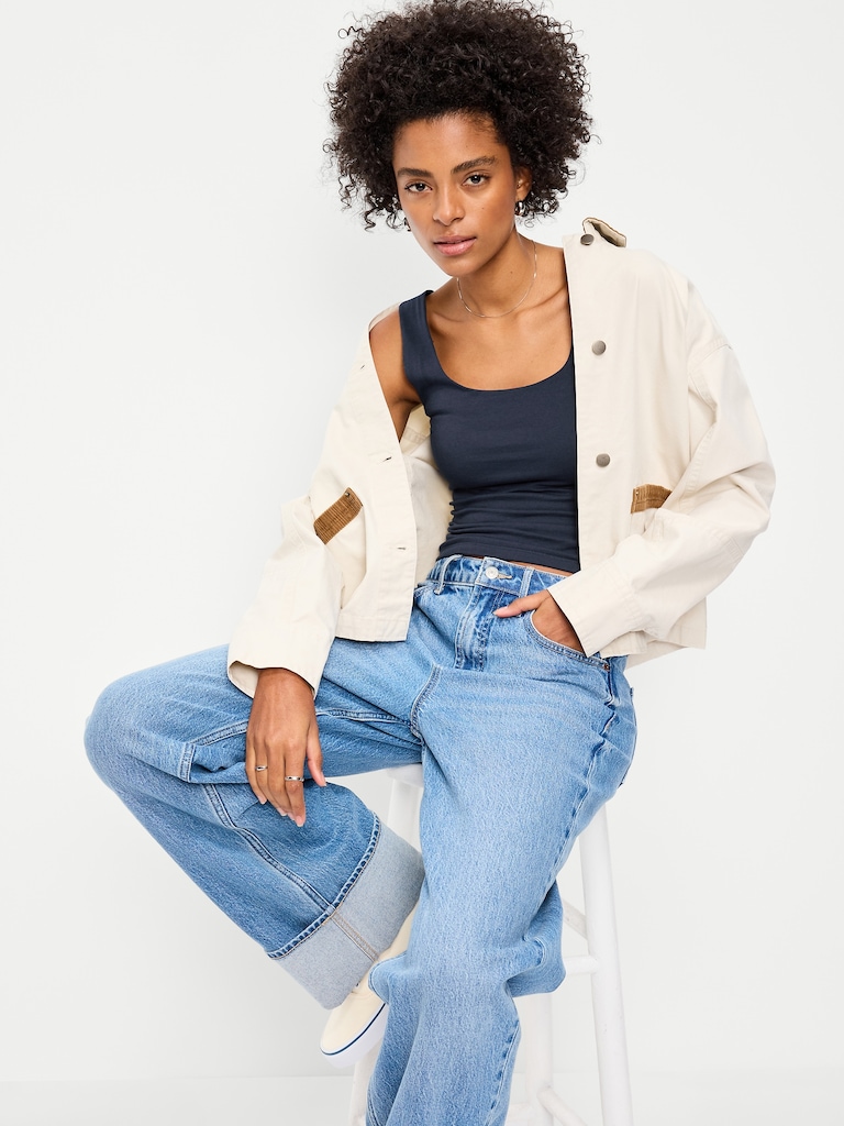 Hug Double-Layer Scoop-Neck Tank Top