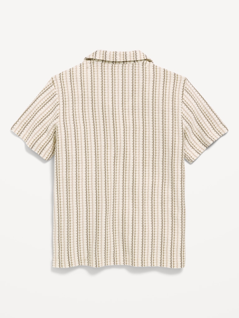 Oversized Short-Sleeve Sweater-Knit Shirt for Boys