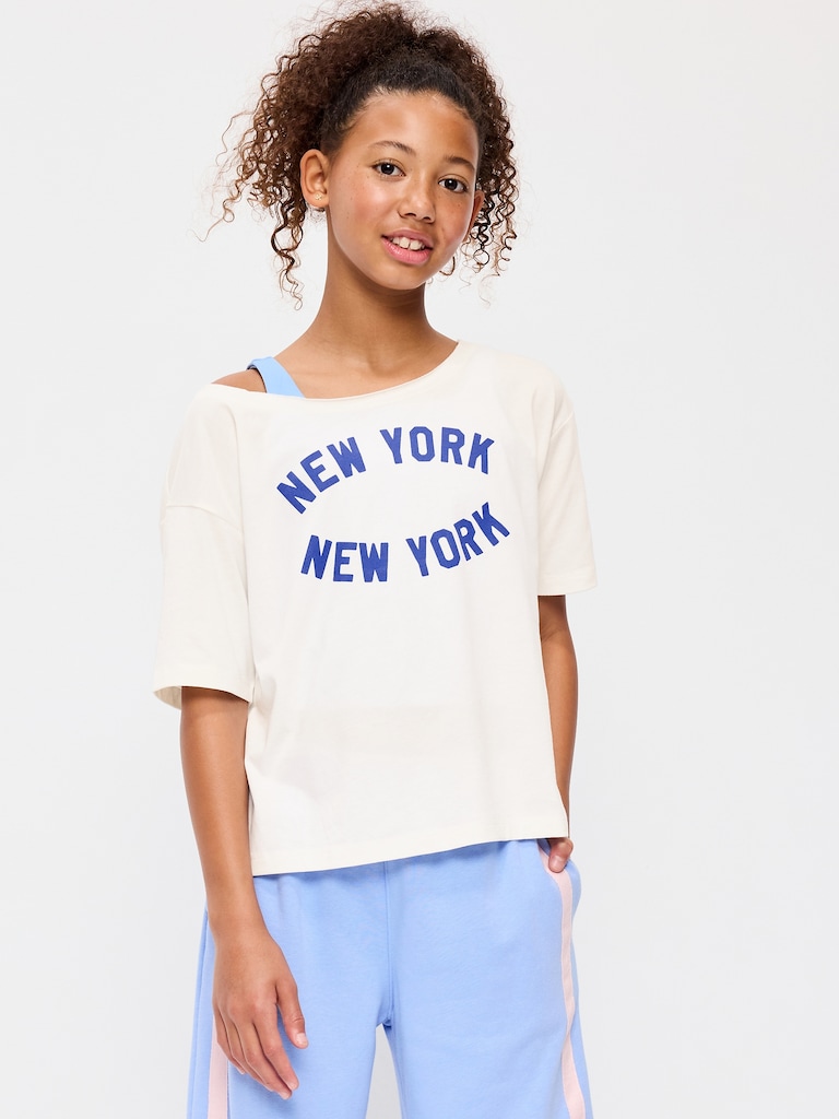 Off-Shoulder Graphic T-Shirt for Girls