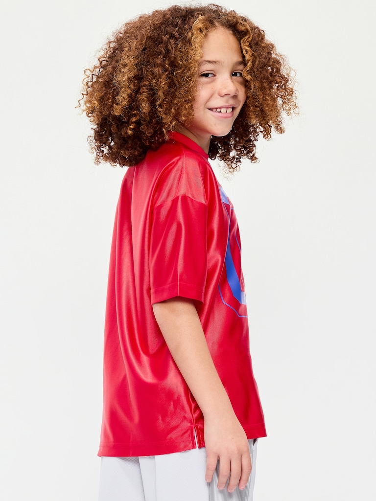 Oversized Shiny Graphic Jersey T-Shirt for Boys
