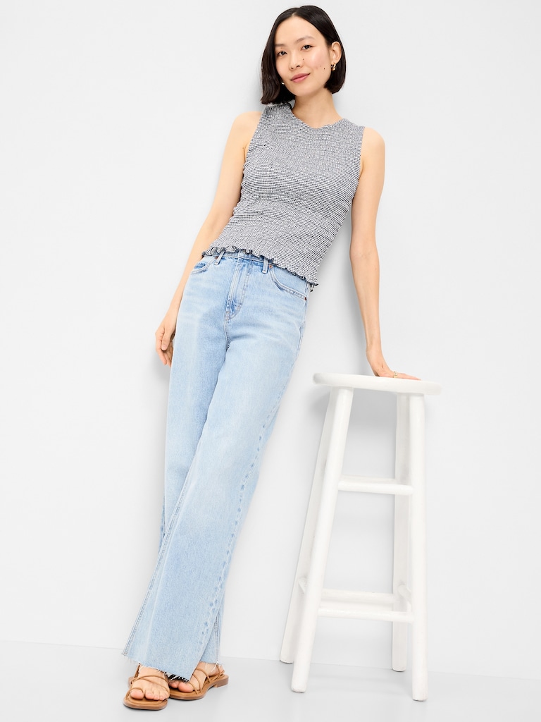 Sleeveless Smocked Tank Top