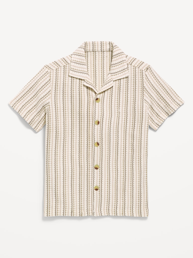 Oversized Short-Sleeve Sweater-Knit Shirt for Boys
