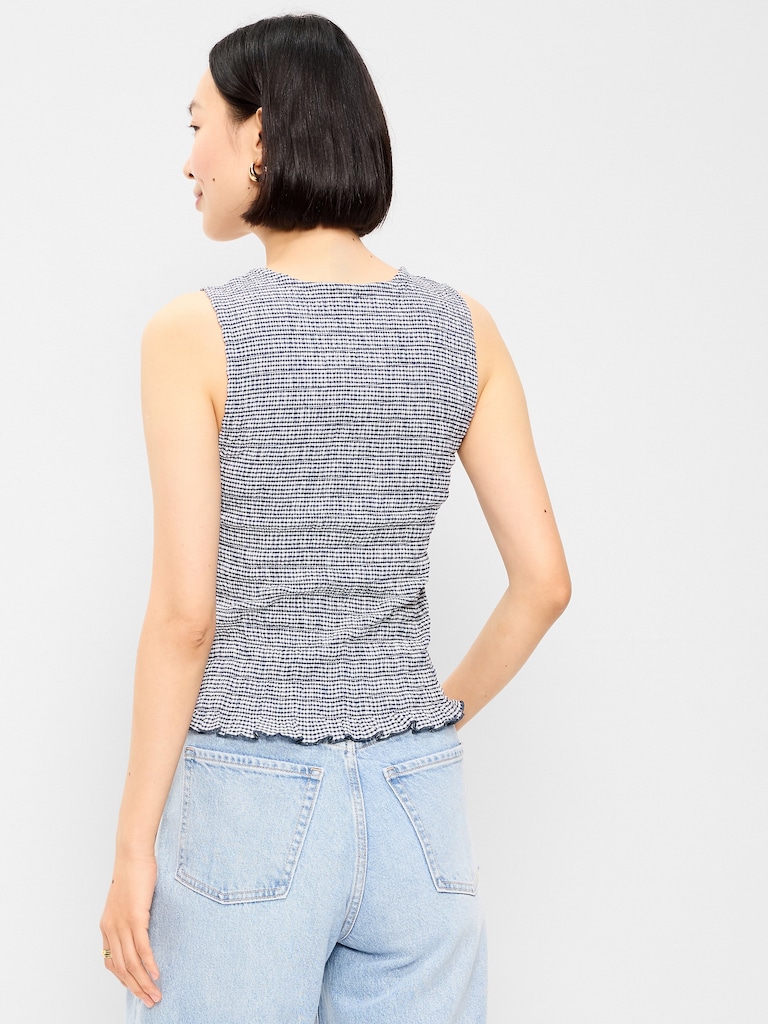 Sleeveless Smocked Tank Top