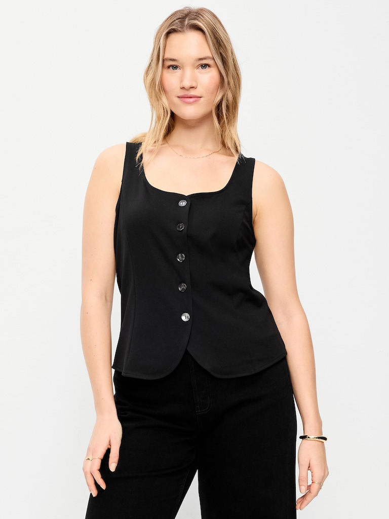 Sleeveless Button-Down Top