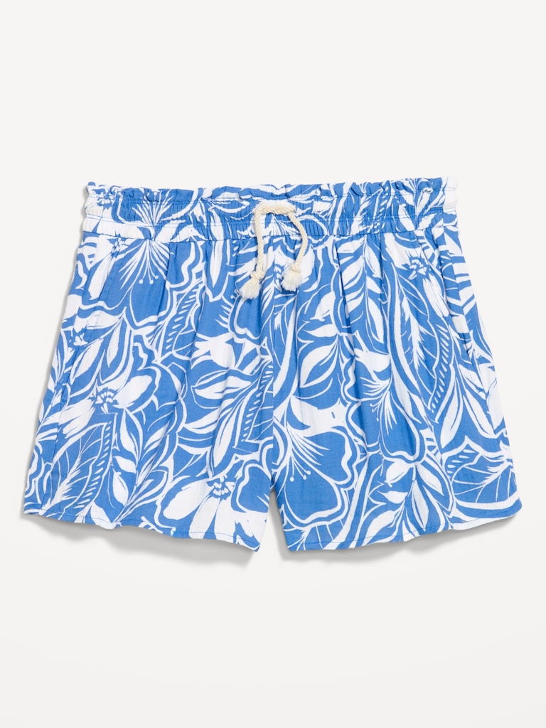 High-Waisted Crinkle Gauze Shorts