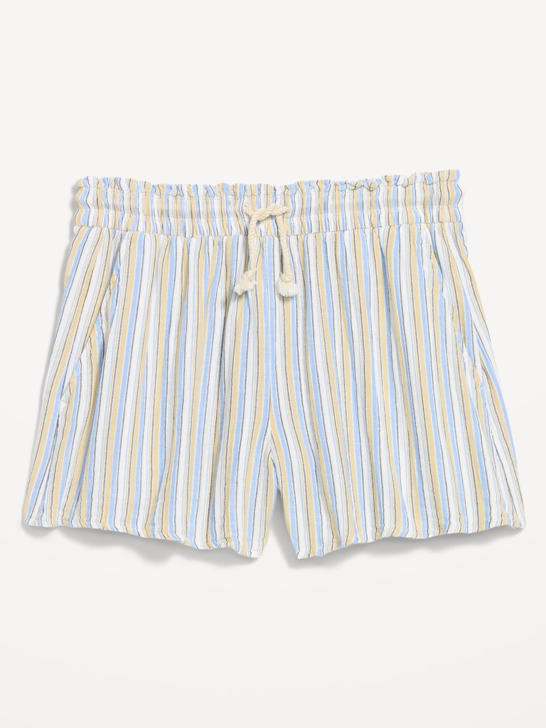 High-Waisted Crinkle Gauze Shorts
