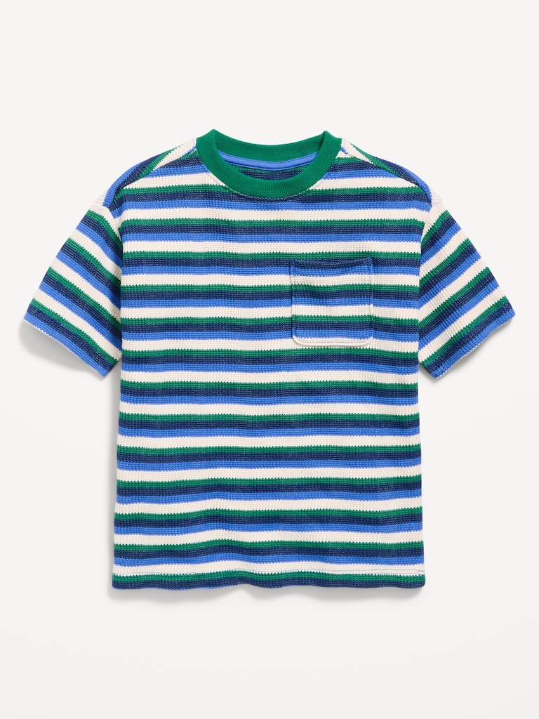 Oversized Short-Sleeve Waffle-Knit T-Shirt for Toddler Boys