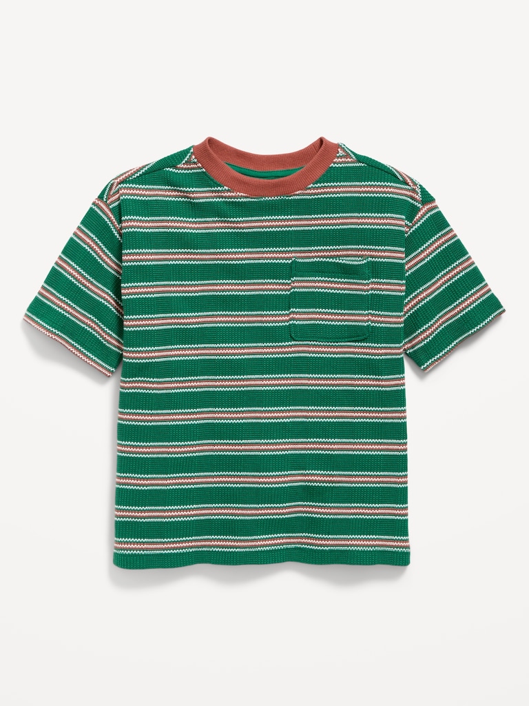 Oversized Short-Sleeve Waffle-Knit T-Shirt for Toddler Boys