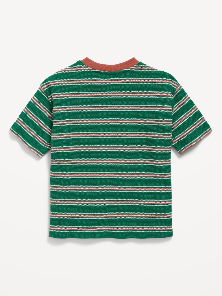 Oversized Short-Sleeve Waffle-Knit T-Shirt for Toddler Boys