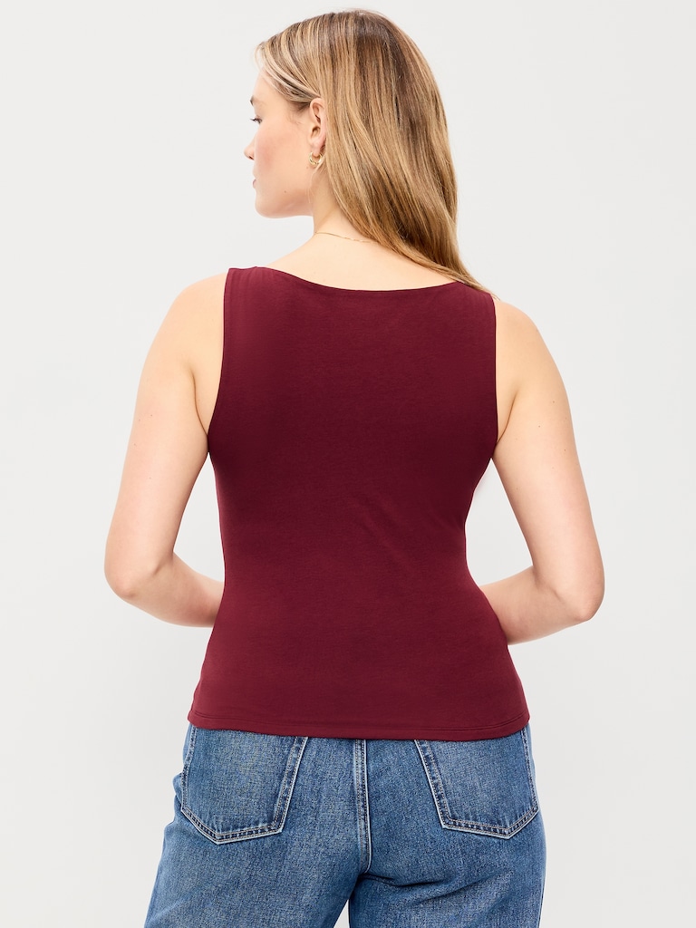 Hug Double-Layer Boat-Neck Top