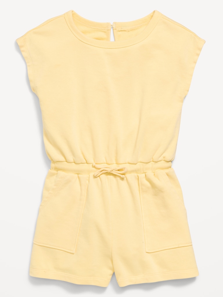 Short-Sleeve French Terry Utility Romper for Girls