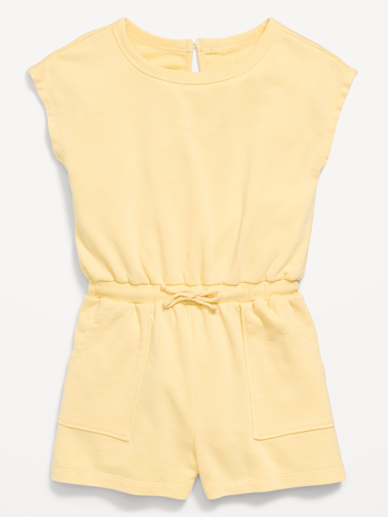 Short-Sleeve French Terry Utility Romper for Girls