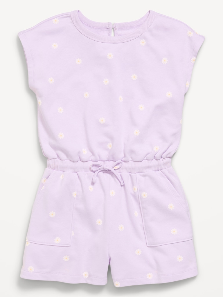 Short-Sleeve French Terry Utility Romper for Girls