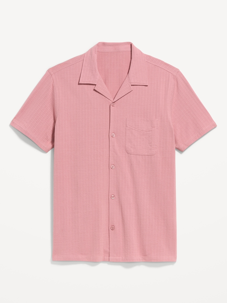 Short-Sleeve Textured Camp Shirt