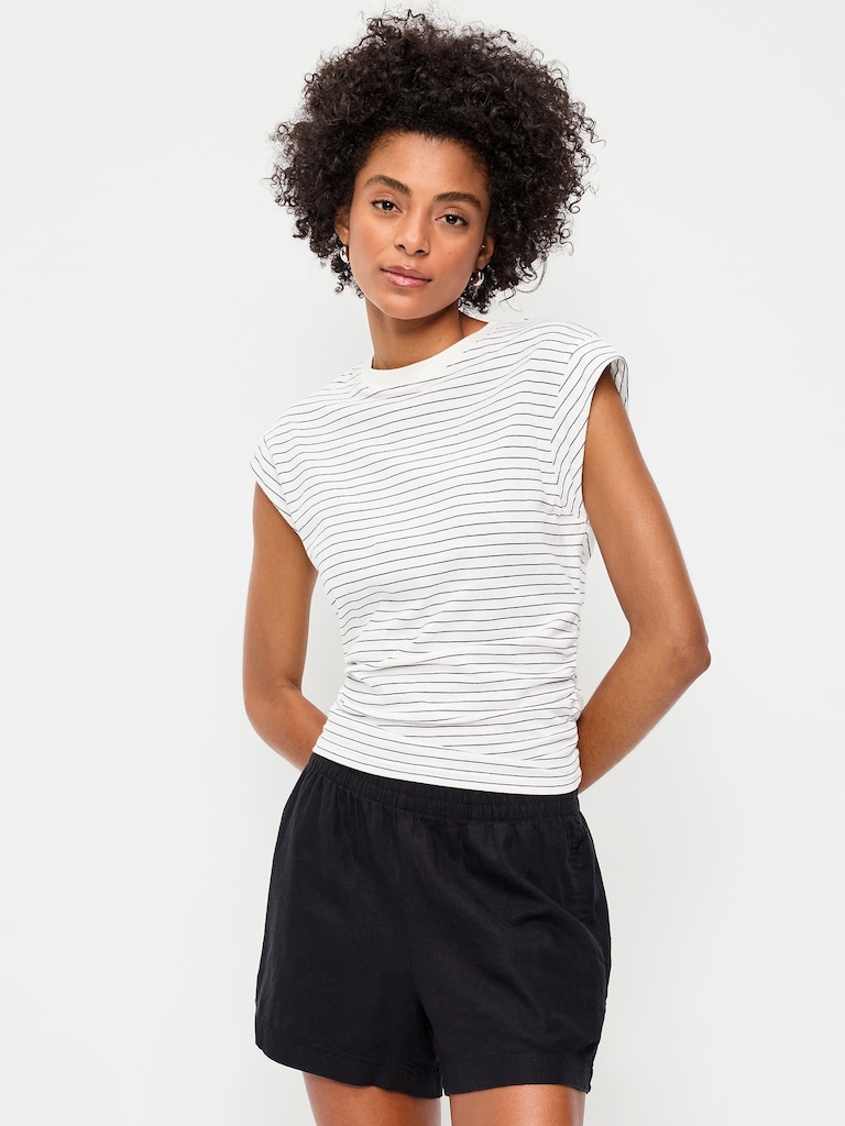 Cap-Sleeve Side-Cinch Top