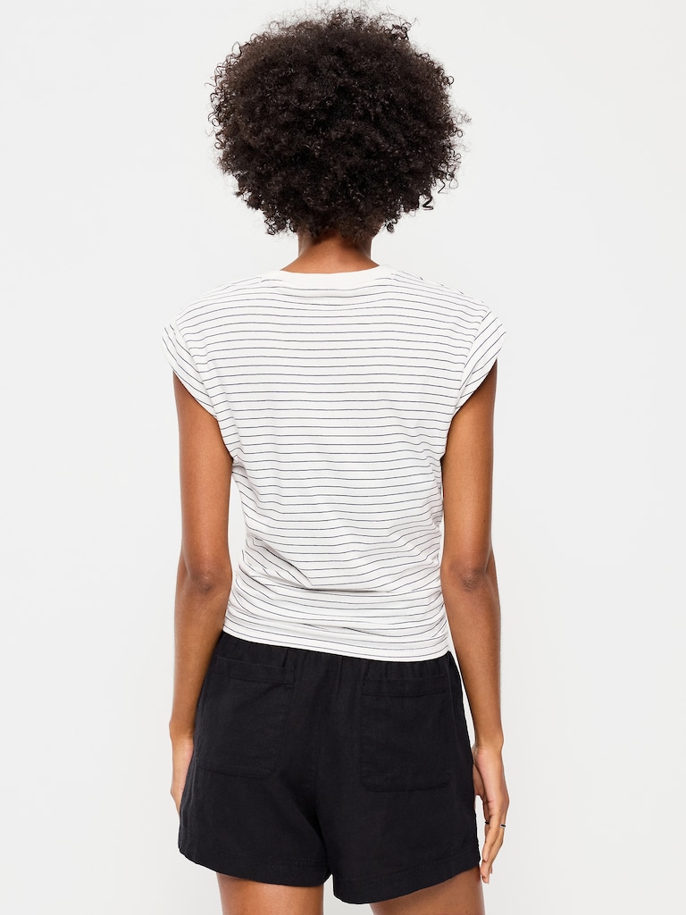 Cap-Sleeve Side-Cinch Top