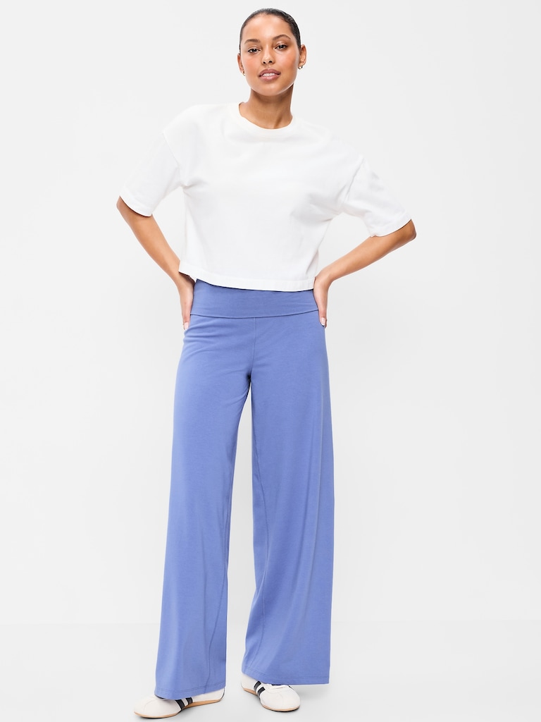 High-Waisted PowerChill Fold-Over Wide-Leg Pants