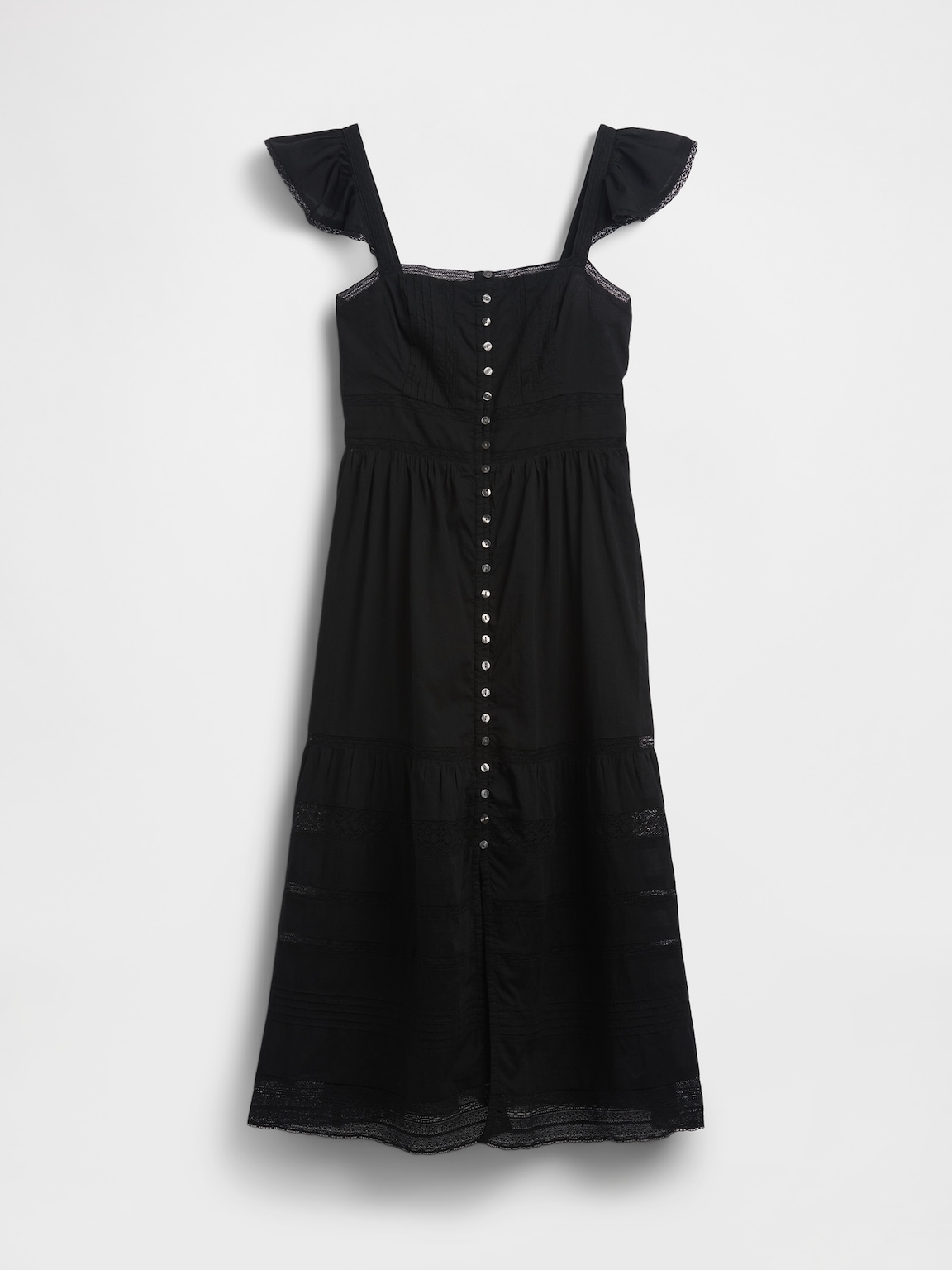 Lace Ruffle Voile Maxi Dress