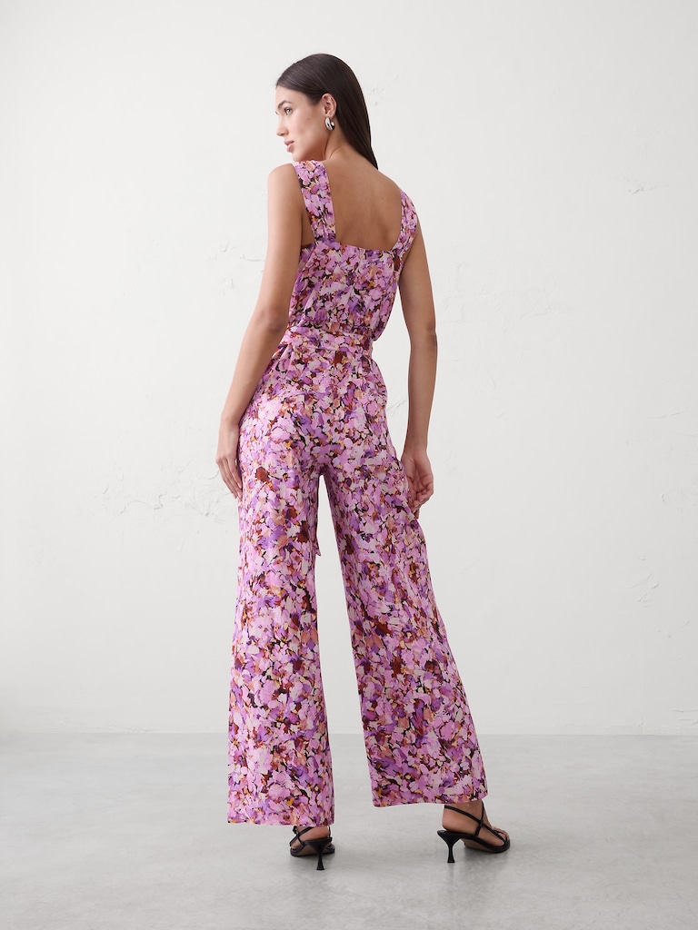 Linen-Blend Origami Knot Jumpsuit
