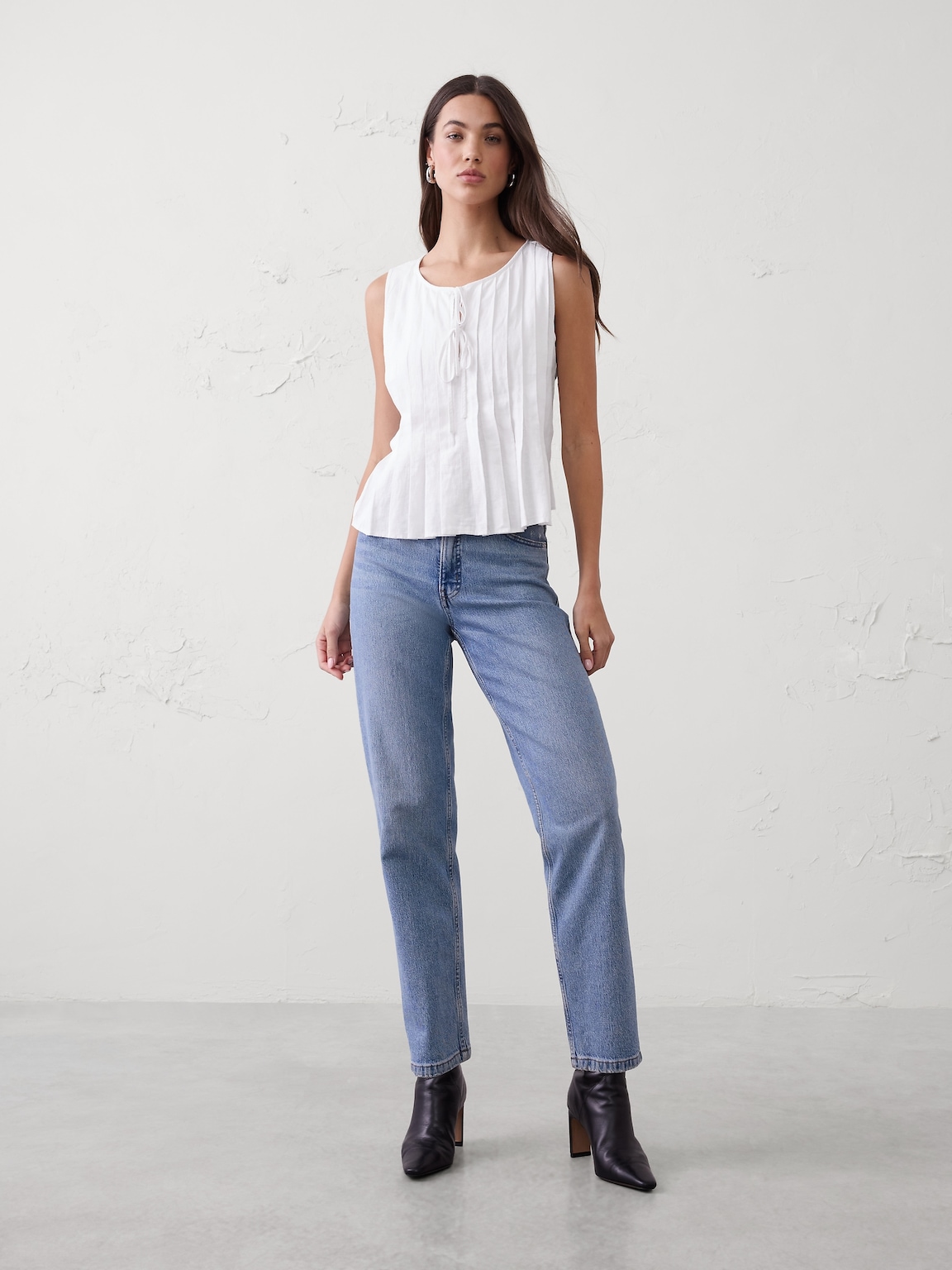 Linen-Blend Two-Tie Swing Top